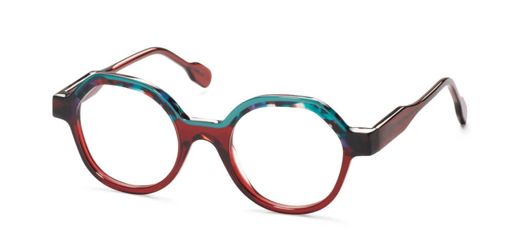 TEAL / RED AND BLUE TORTOISE / RED